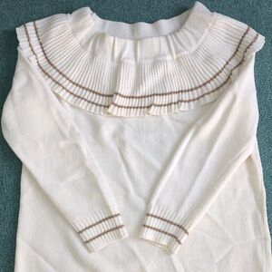 Elegant creamy white Ruffled Women's Sweater